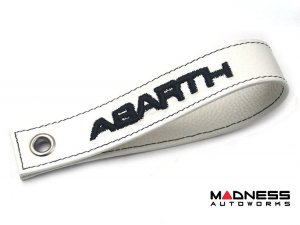 FIAT 500 Trunk Handle / Pull Strap - White - Black ABARTH Logo